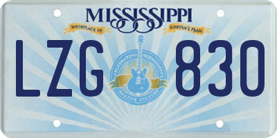 MS license plate LZG830