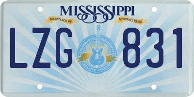 MS license plate LZG831