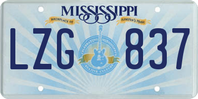 MS license plate LZG837