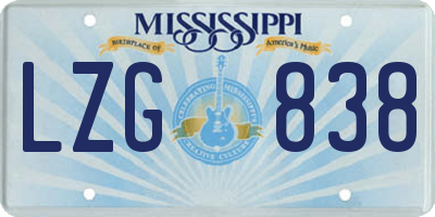 MS license plate LZG838
