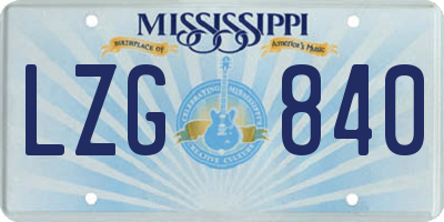 MS license plate LZG840
