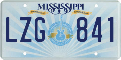 MS license plate LZG841
