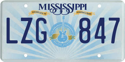 MS license plate LZG847