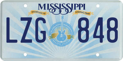 MS license plate LZG848