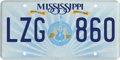 MS license plate LZG860