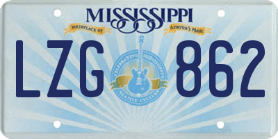 MS license plate LZG862