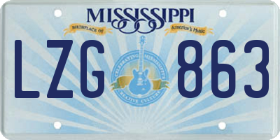 MS license plate LZG863