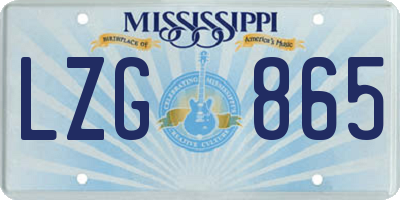 MS license plate LZG865