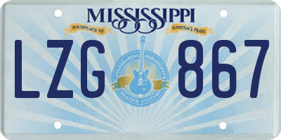 MS license plate LZG867