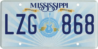 MS license plate LZG868