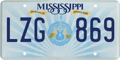 MS license plate LZG869