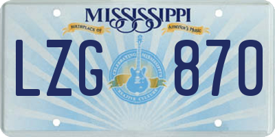 MS license plate LZG870