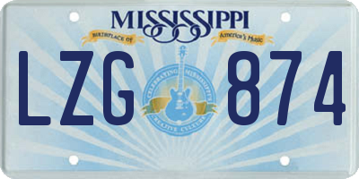MS license plate LZG874