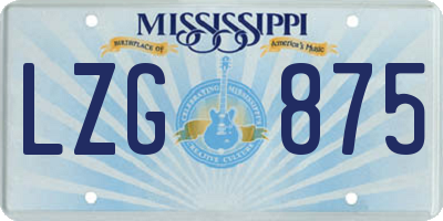 MS license plate LZG875