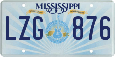 MS license plate LZG876