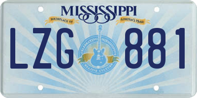 MS license plate LZG881