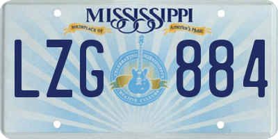 MS license plate LZG884