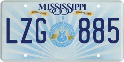 MS license plate LZG885