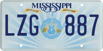 MS license plate LZG887