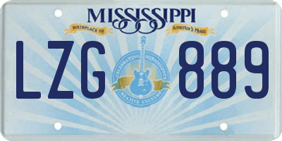 MS license plate LZG889
