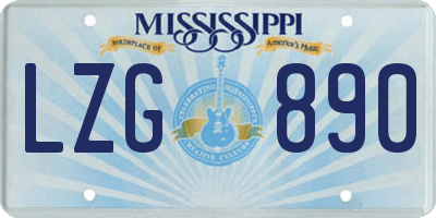 MS license plate LZG890