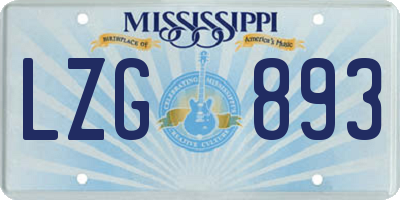 MS license plate LZG893