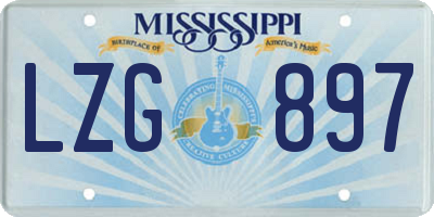 MS license plate LZG897