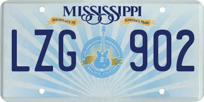 MS license plate LZG902