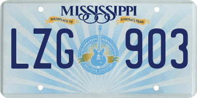 MS license plate LZG903