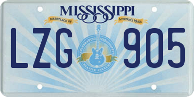 MS license plate LZG905