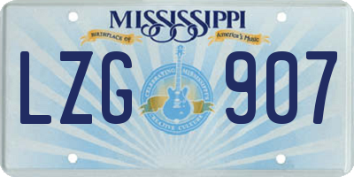 MS license plate LZG907