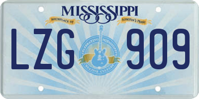 MS license plate LZG909