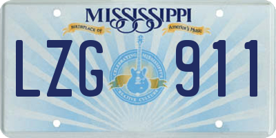 MS license plate LZG911
