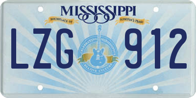 MS license plate LZG912