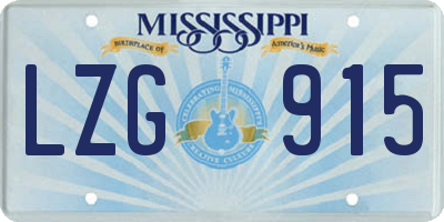 MS license plate LZG915