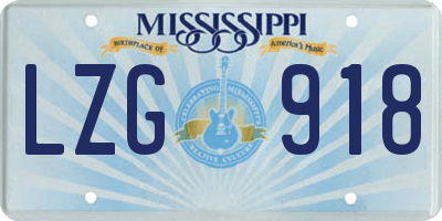 MS license plate LZG918