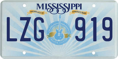 MS license plate LZG919