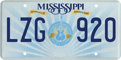 MS license plate LZG920