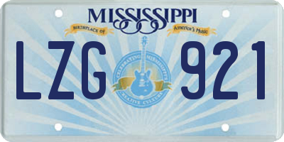 MS license plate LZG921