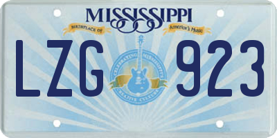 MS license plate LZG923