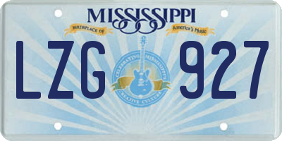 MS license plate LZG927