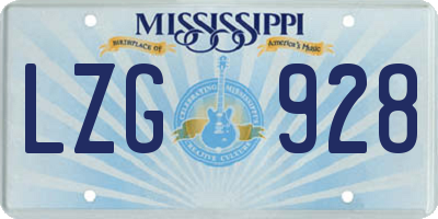 MS license plate LZG928