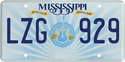 MS license plate LZG929