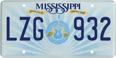 MS license plate LZG932