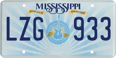MS license plate LZG933