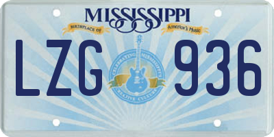 MS license plate LZG936