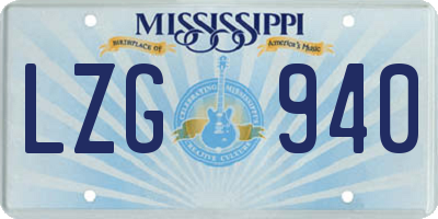 MS license plate LZG940