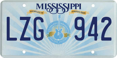 MS license plate LZG942