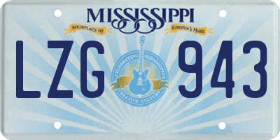 MS license plate LZG943