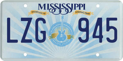 MS license plate LZG945